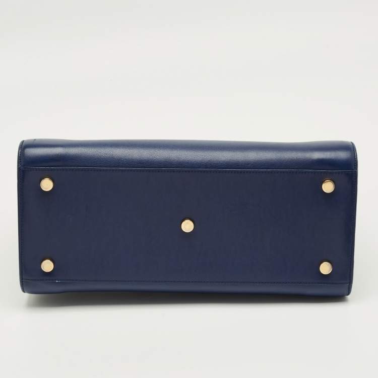 Pre Owned Saint Laurent Navy Blue Leather Small Classic Sac De Jour Tote
