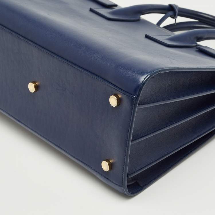 Pre Owned Saint Laurent Navy Blue Leather Small Classic Sac De Jour Tote