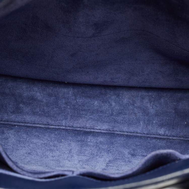 Pre Owned Saint Laurent Navy Blue Leather Small Classic Sac De Jour Tote