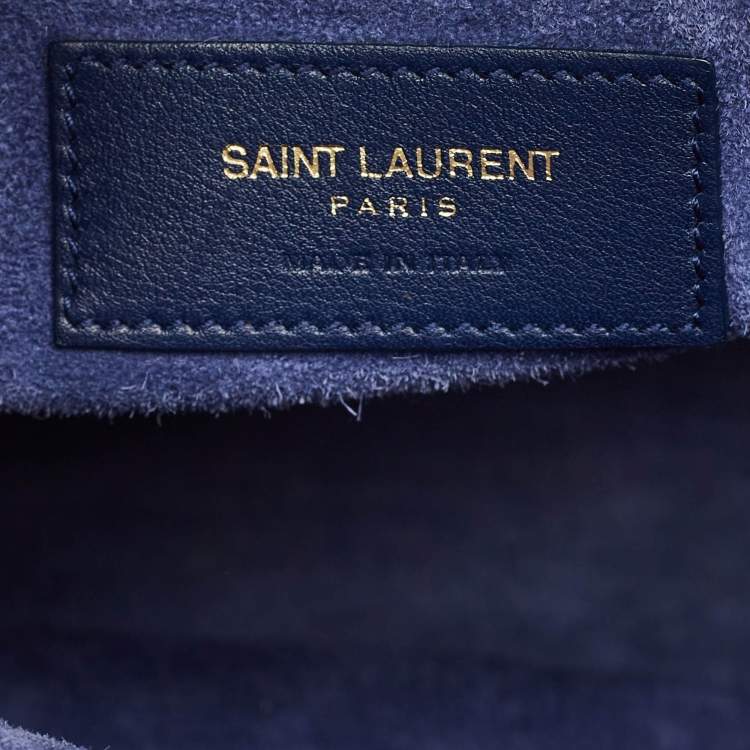 Pre Owned Saint Laurent Navy Blue Leather Small Classic Sac De Jour Tote