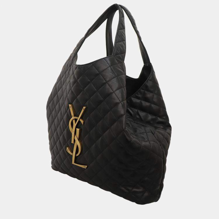 Pre Owned Icare Maxi Quilted Lambskin Black Shopping Bag