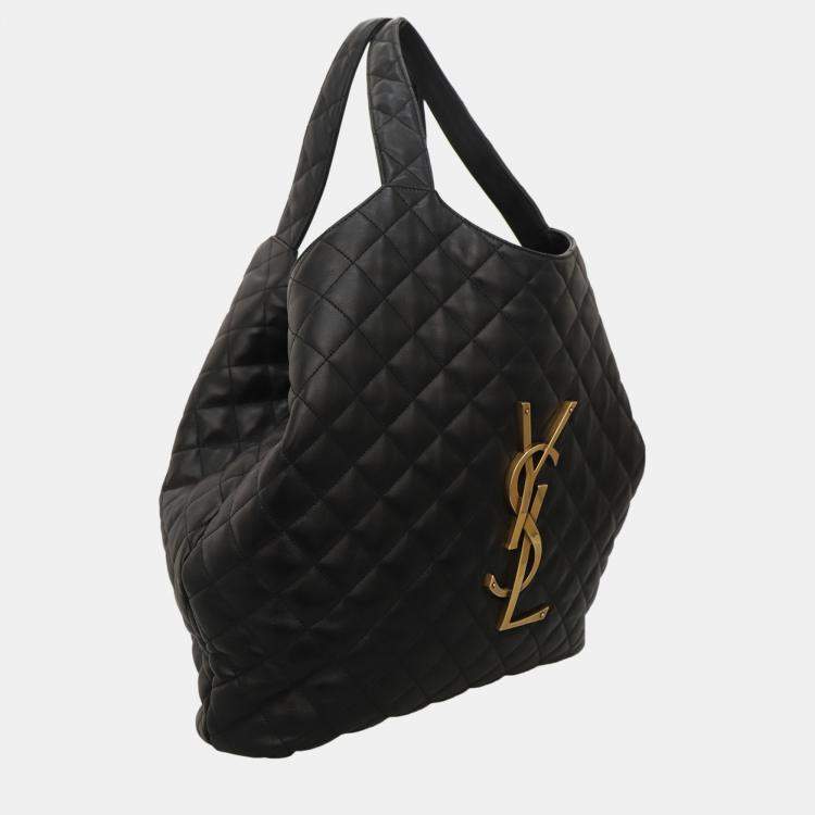 Pre Owned Icare Maxi Quilted Lambskin Black Shopping Bag