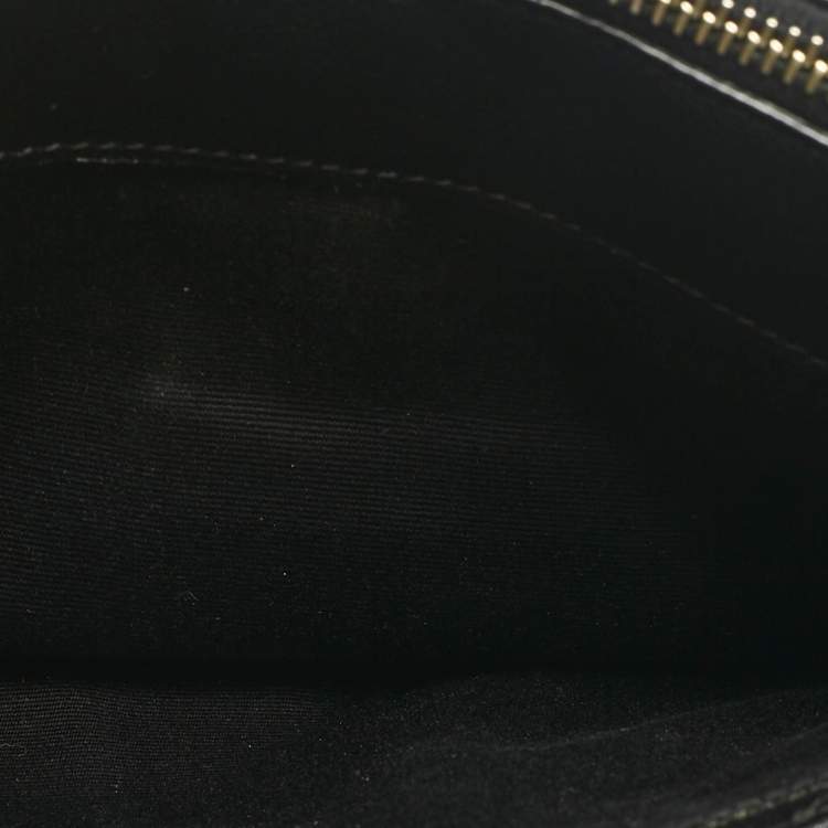 Pre Owned Saint Laurent Black Matelassé Leather Monogram Wristlet Pouch