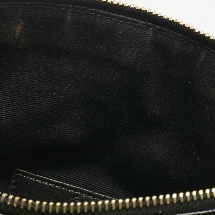 Pre Owned Saint Laurent Black Matelassé Leather Monogram Wristlet Pouch