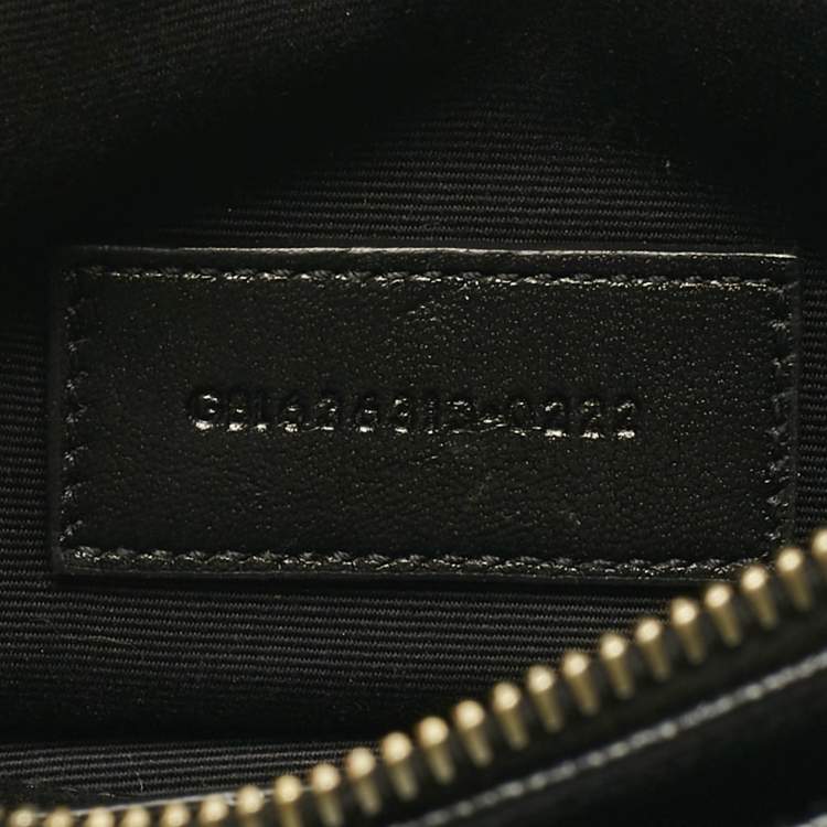 Pre Owned Saint Laurent Black Matelassé Leather Monogram Wristlet Pouch