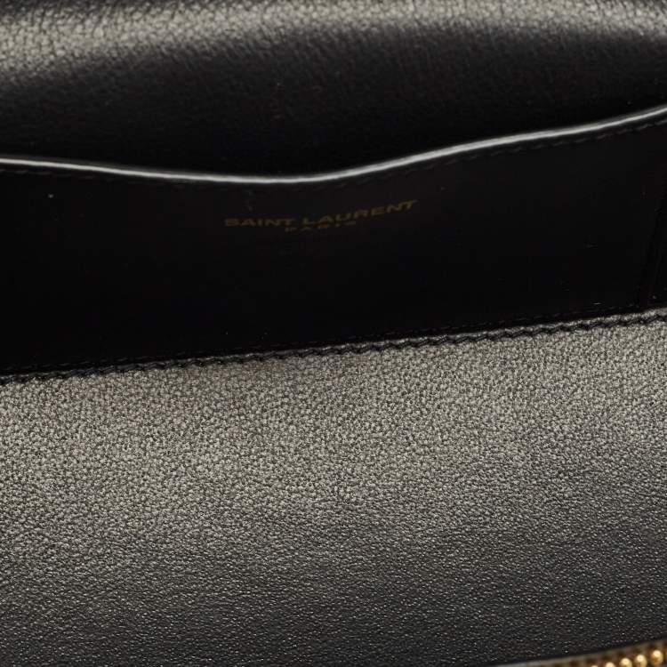 Pre Owned Saint Laurent Olive Green Quilted Leather Mini Gaby Vanity Bag