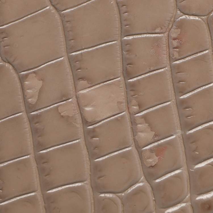 مملوكة مسبقًا Saint Laurent Taupe Croc Embossed Leather Medium Sunset Shoulder Bag