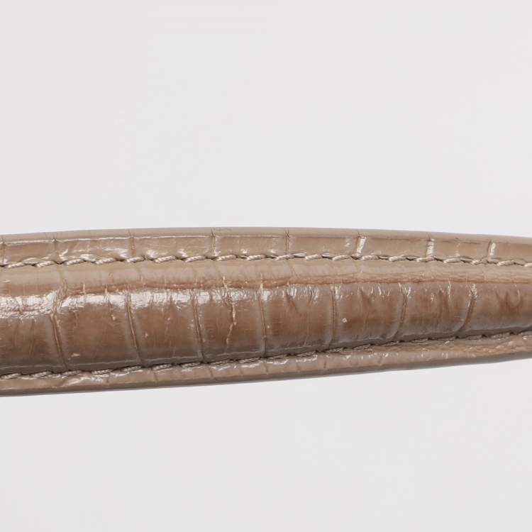 مملوكة مسبقًا Saint Laurent Taupe Croc Embossed Leather Medium Sunset Shoulder Bag