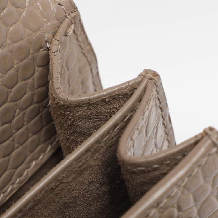 مملوكة مسبقًا Saint Laurent Taupe Croc Embossed Leather Medium Sunset Shoulder Bag