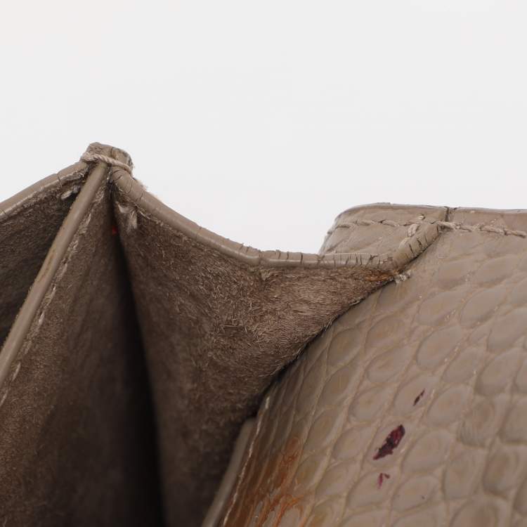 مملوكة مسبقًا Saint Laurent Taupe Croc Embossed Leather Medium Sunset Shoulder Bag