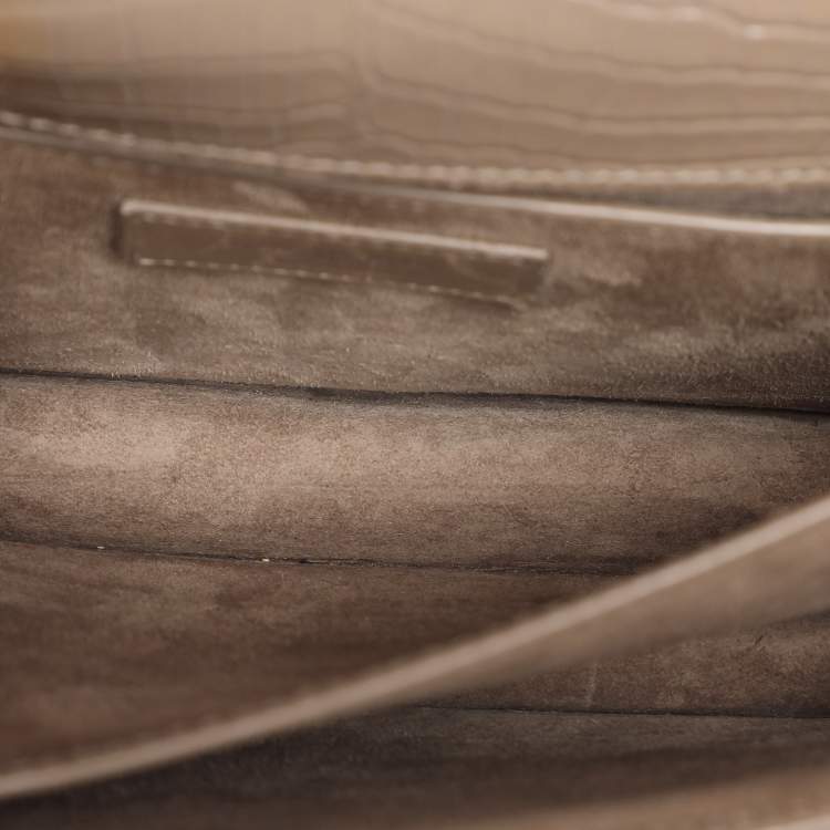 مملوكة مسبقًا Saint Laurent Taupe Croc Embossed Leather Medium Sunset Shoulder Bag