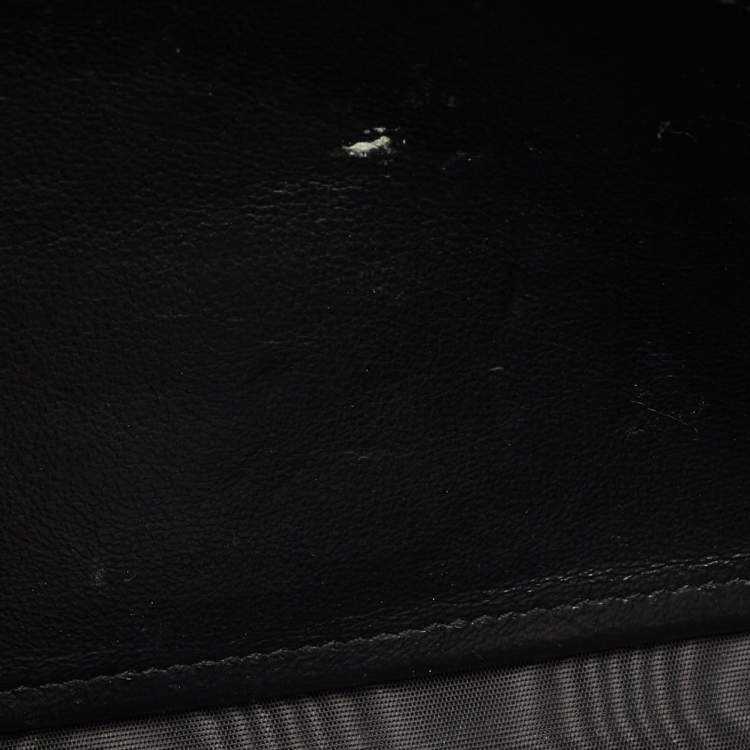 Pre Owned Saint Laurent Black Croc Embossed Leather Kate Clutch