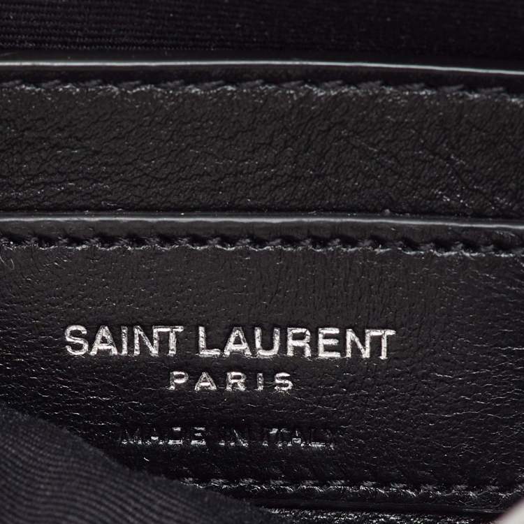 Pre Owned Saint Laurent Silver Leather Matelasse Double Flap Crossbody Bag