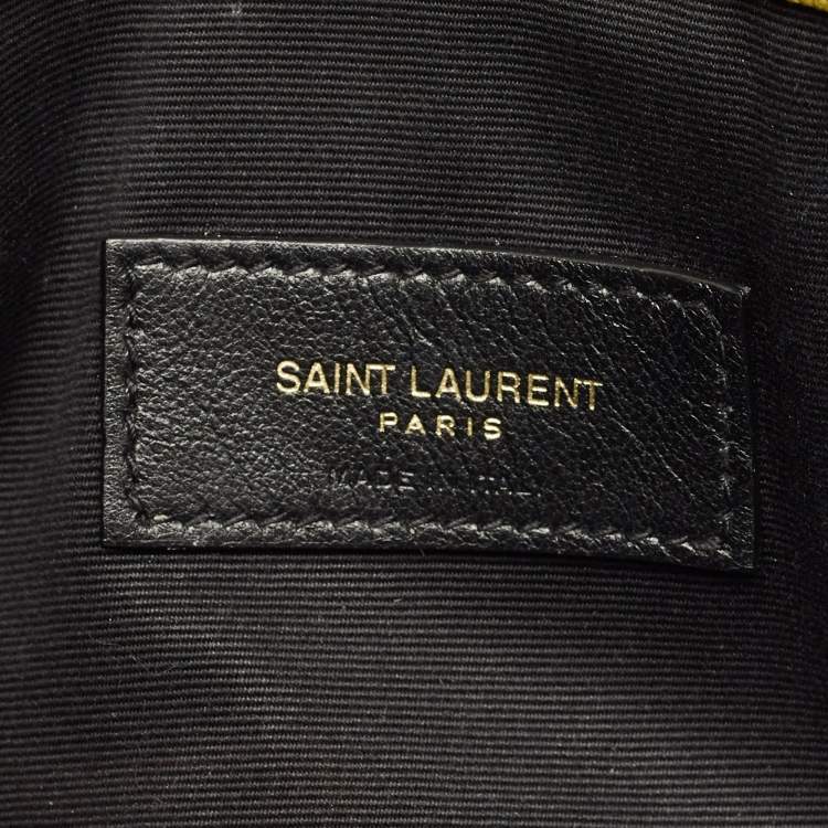Pre Owned Saint Laurent Olive Green Leather Uptown Clutch