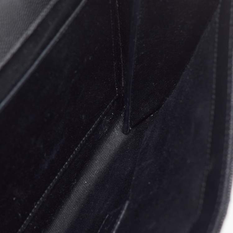 Pre Owned Saint Laurent Black Leather Monogram Envelope Pouch Clutch