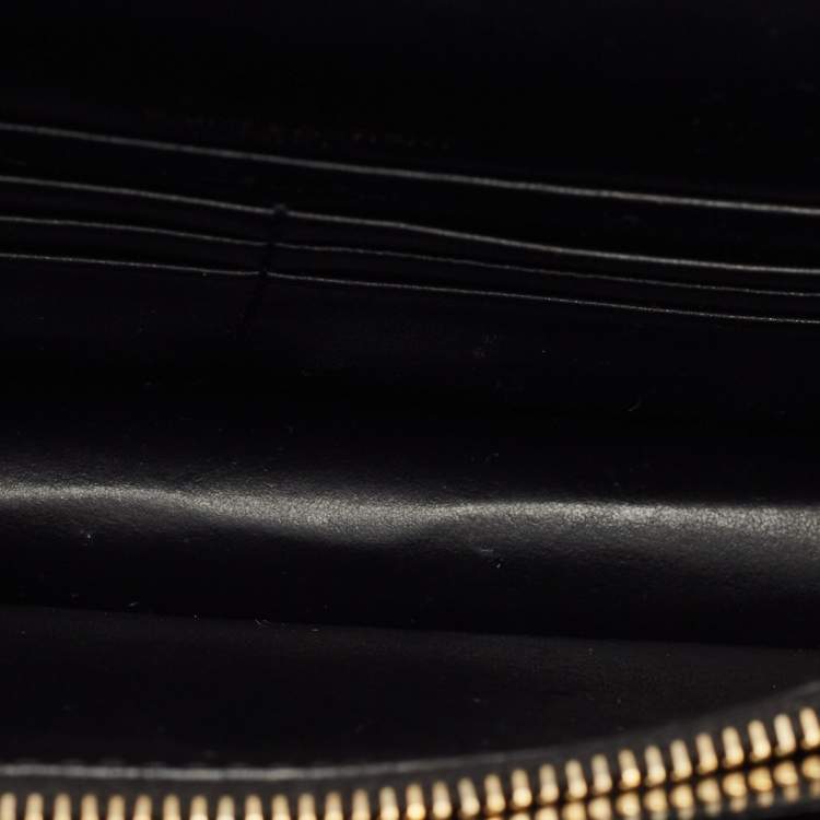 Pre Owned Saint Laurent Black Croc Embossed Leather Sunset Wallet on Chain