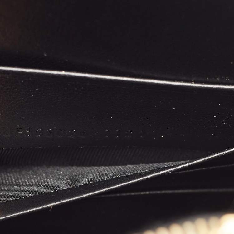 Pre Owned Saint Laurent Black Croc Embossed Leather Sunset Wallet on Chain