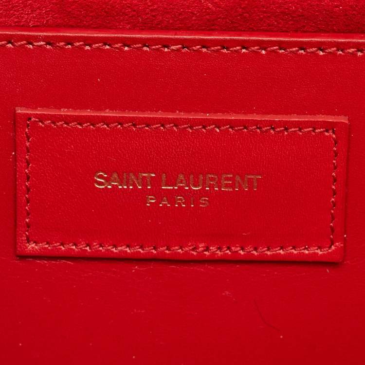Pre Owned Saint Laurent Red Leather Cassandre Clutch