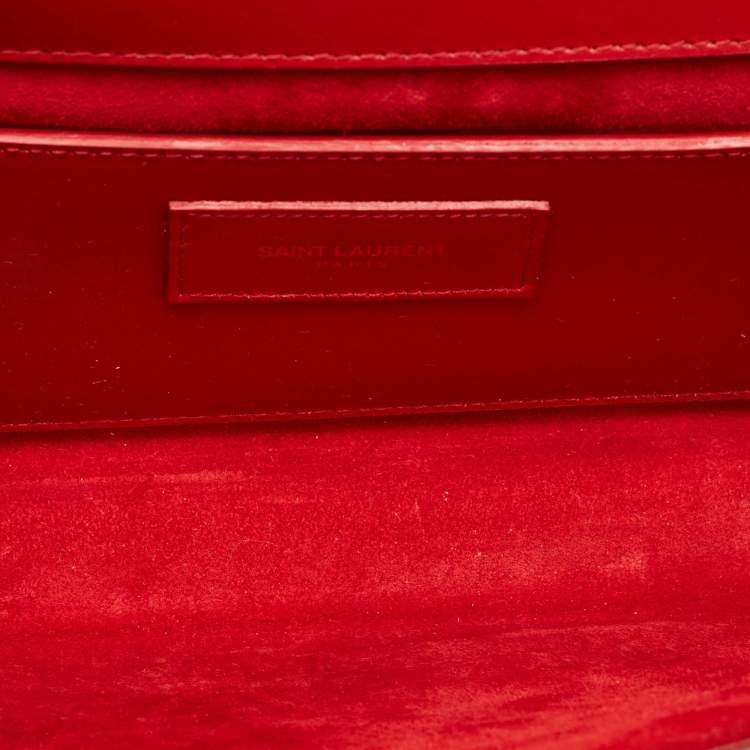 Pre Owned Saint Laurent Red Leather Cassandre Clutch