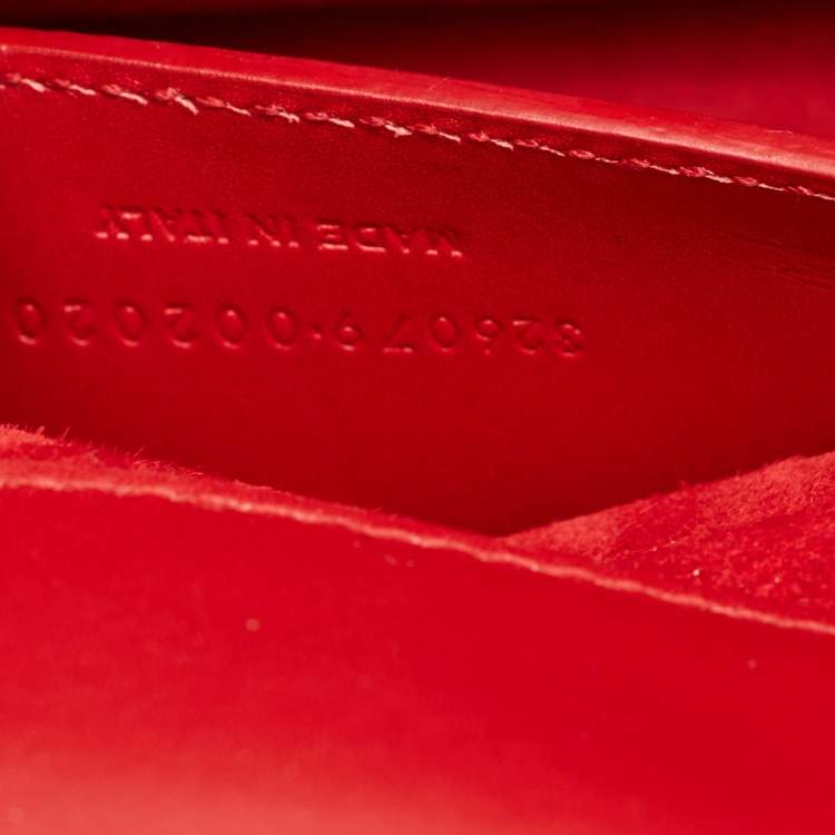 Pre Owned Saint Laurent Red Leather Cassandre Clutch