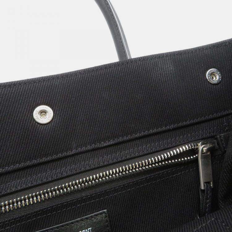 Pre Owned Saint Laurent Paris Rive Gauche Tote Bag Black Canvas