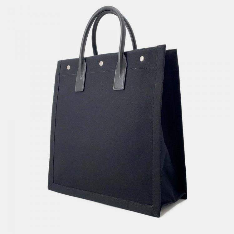 Pre Owned Saint Laurent Paris Rive Gauche Tote Bag Black Canvas