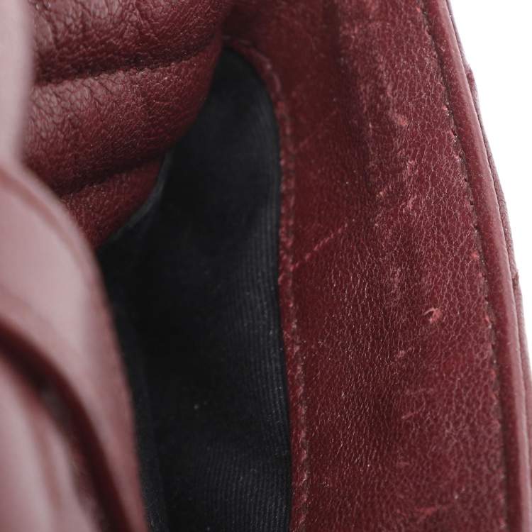 Pre Owned Saint Laurent Burgundy Matelassé Leather Medium College Top Handle Bag