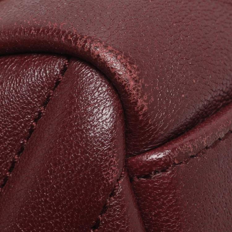 Pre Owned Saint Laurent Burgundy Matelassé Leather Medium College Top Handle Bag