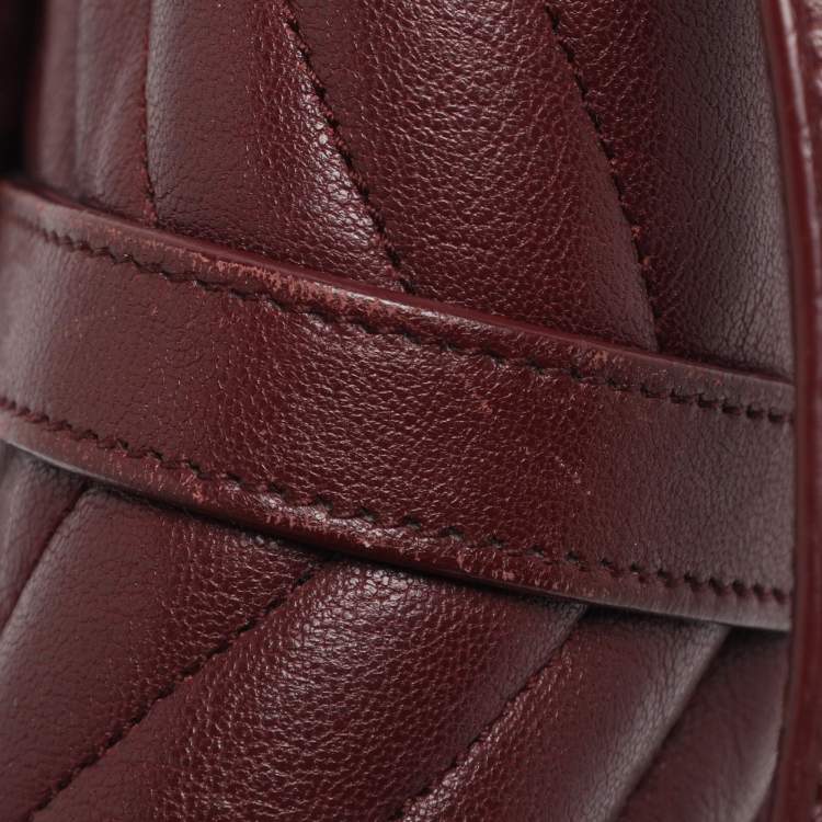 Pre Owned Saint Laurent Burgundy Matelassé Leather Medium College Top Handle Bag
