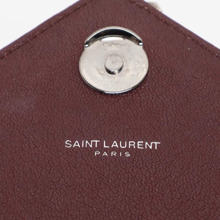 Pre Owned Saint Laurent Burgundy Matelassé Leather Medium College Top Handle Bag