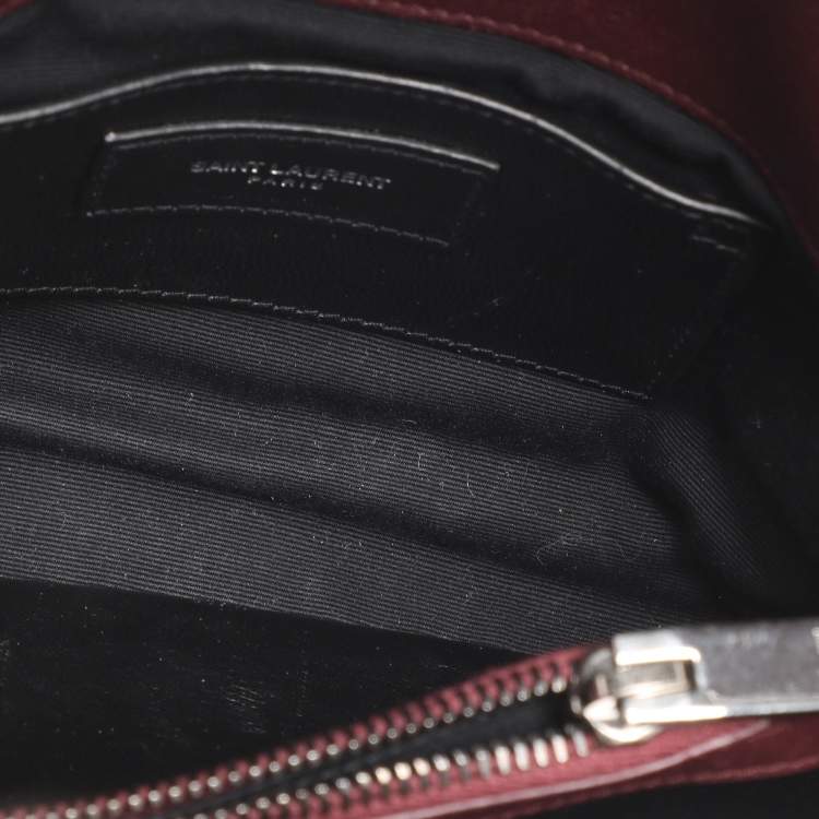 Pre Owned Saint Laurent Burgundy Matelassé Leather Medium College Top Handle Bag