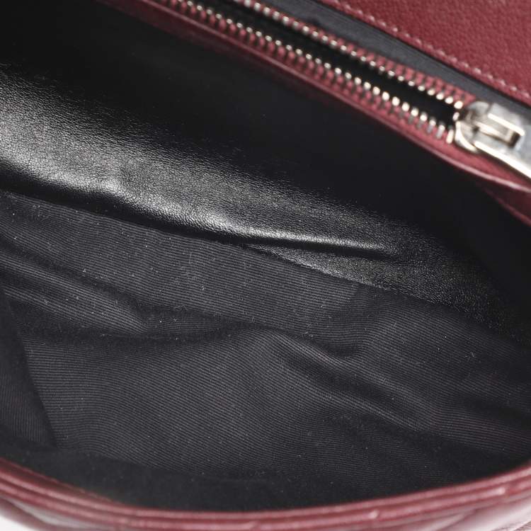 Pre Owned Saint Laurent Burgundy Matelassé Leather Medium College Top Handle Bag