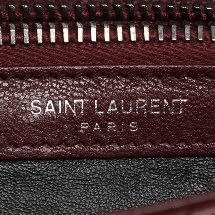 Pre Owned Saint Laurent Burgundy Matelassé Leather Medium College Top Handle Bag