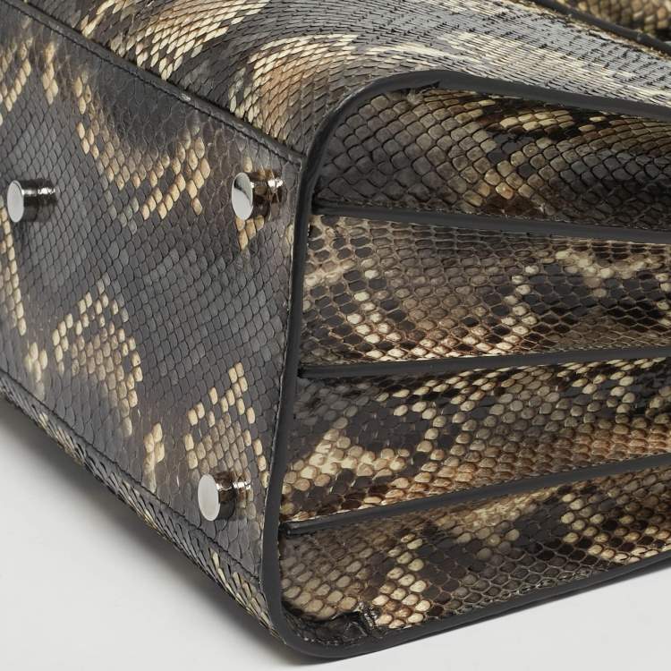 Pre Owned Saint Laurent Cream/Grey Python Small Classic Sac De Jour Tote