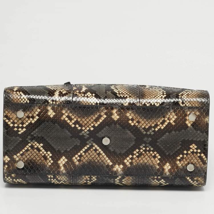 Pre Owned Saint Laurent Cream/Grey Python Small Classic Sac De Jour Tote
