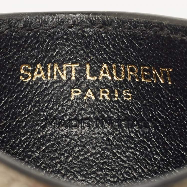 Pre Owned Saint Laurent Metallic Matelassé Leather Monogram Card Holder