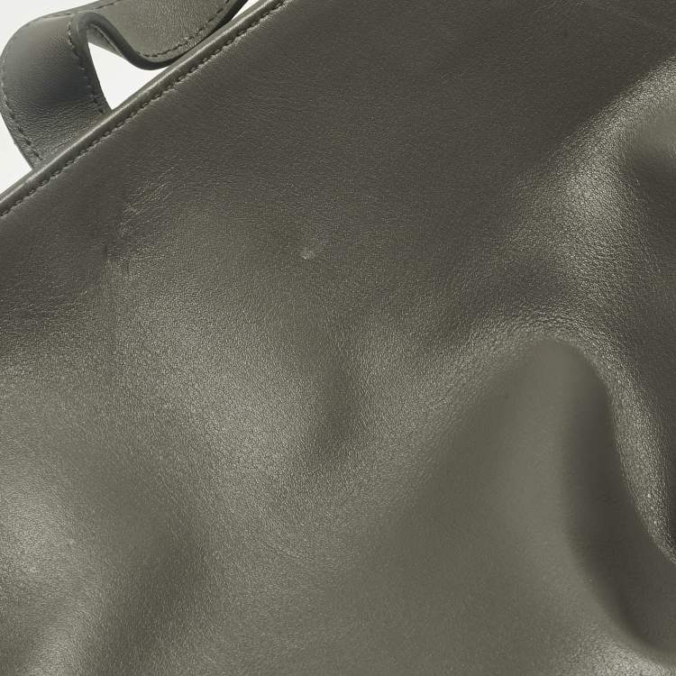 Pre Owned Saint Laurent Grey Suede and Leather Suede Reversible Shopper Tote