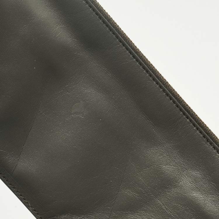 Pre Owned Saint Laurent Grey Suede and Leather Suede Reversible Shopper Tote