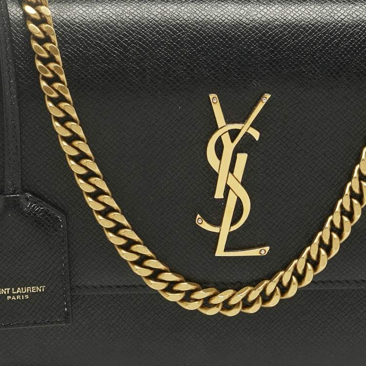 Pre Owned Saint Laurent Black Leather Medium Sunset Shoulder Bag