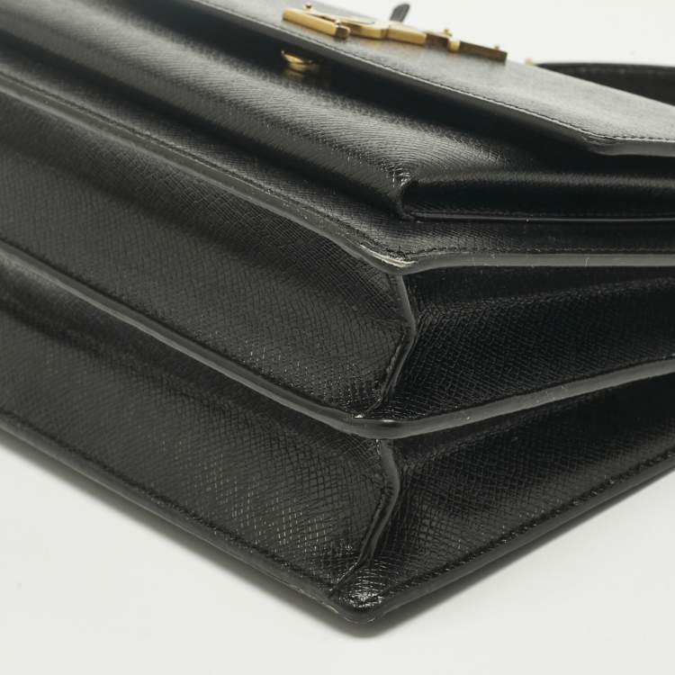 Pre Owned Saint Laurent Black Leather Medium Sunset Shoulder Bag