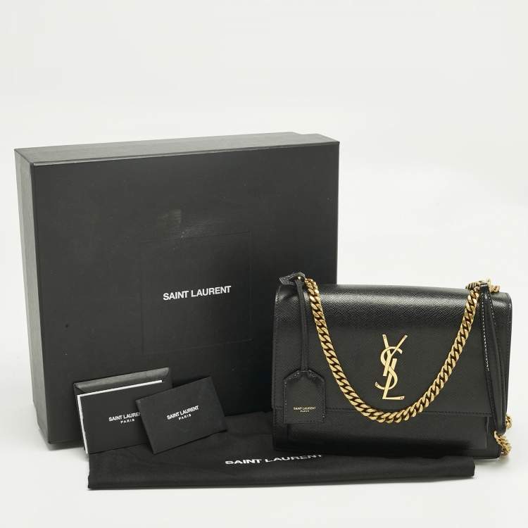 Pre Owned Saint Laurent Black Leather Medium Sunset Shoulder Bag