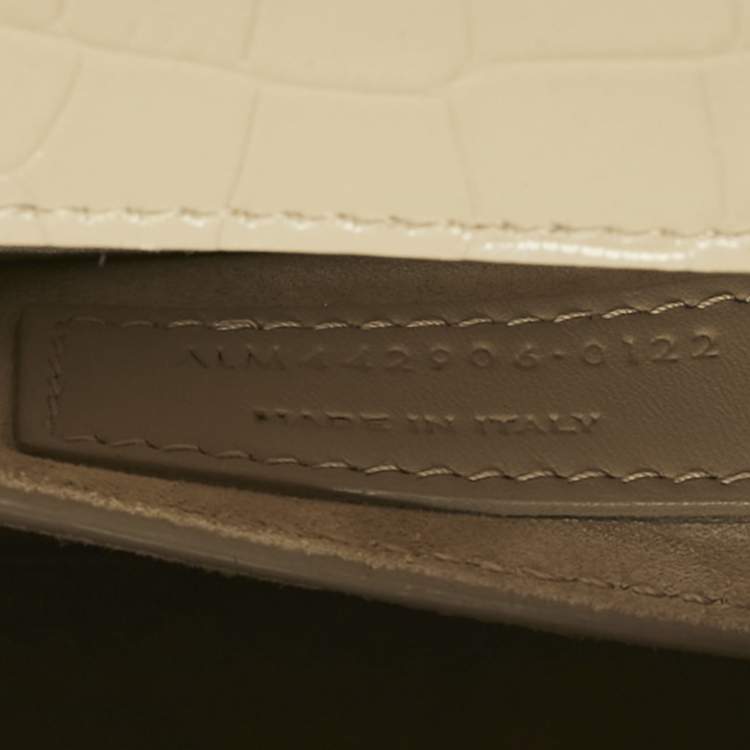 Pre Owned Saint Laurent Beige Croc Embossed Leather Medium Sunset Shoulder Bag