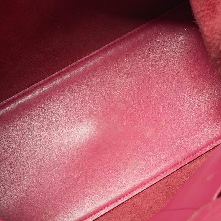 Pre Owned Saint Laurent Fuchsia Leather Small Cabas Chyc Tote