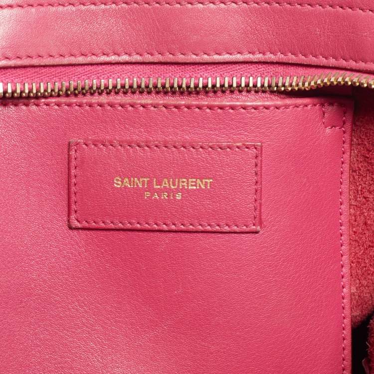 Pre Owned Saint Laurent Fuchsia Leather Small Cabas Chyc Tote