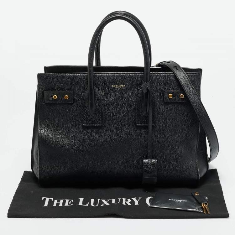 Pre Owned Saint Laurent Black Supple Leather Small Classic Sac De Jour Tote