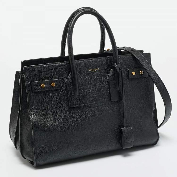 Pre Owned Saint Laurent Black Supple Leather Small Classic Sac De Jour Tote