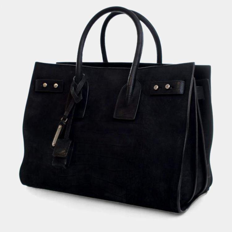 Pre Owned Saint Laurent Small Embossed Crocodile Nubuck Sac De Jour