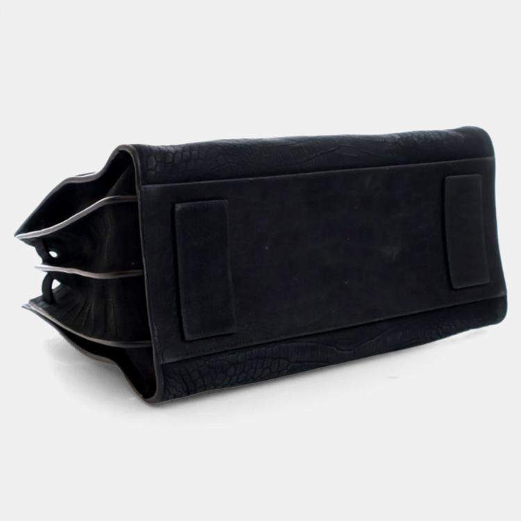 Pre Owned Saint Laurent Small Embossed Crocodile Nubuck Sac De Jour