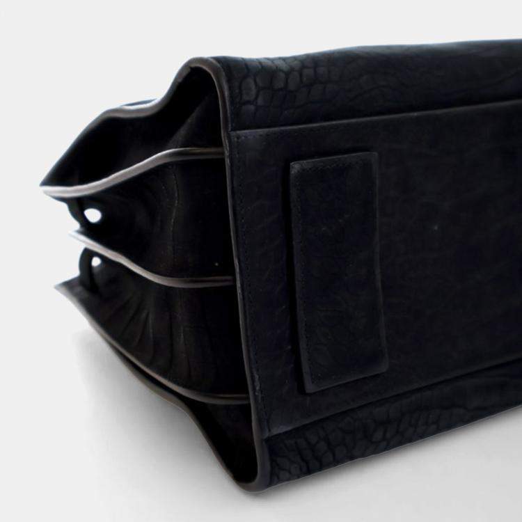 Pre Owned Saint Laurent Small Embossed Crocodile Nubuck Sac De Jour