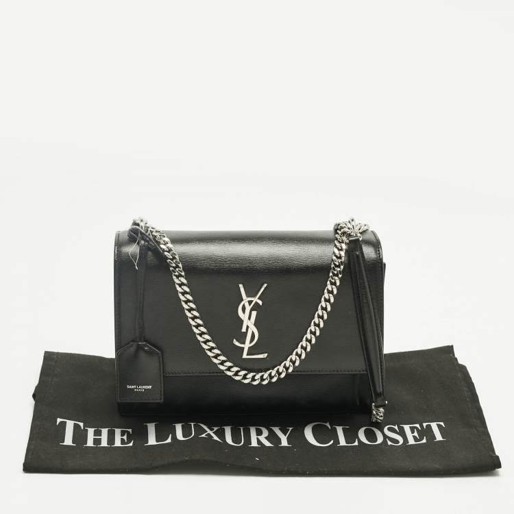 Pre Owned Saint Laurent Black Leather Medium Sunset Shoulder Bag